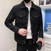 Threebooy Striped Spring Autumn Male Coats Winter Sales Harajuku Men's Jackets Aesthetic Luxury Designer Vintage Trendy